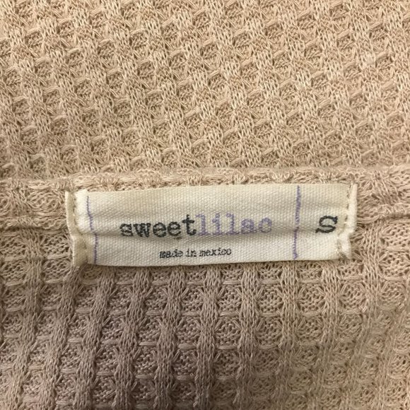 Sweet Lilac Opened Draped Cardigan in Tan - Size Small - Picture 3 of 5